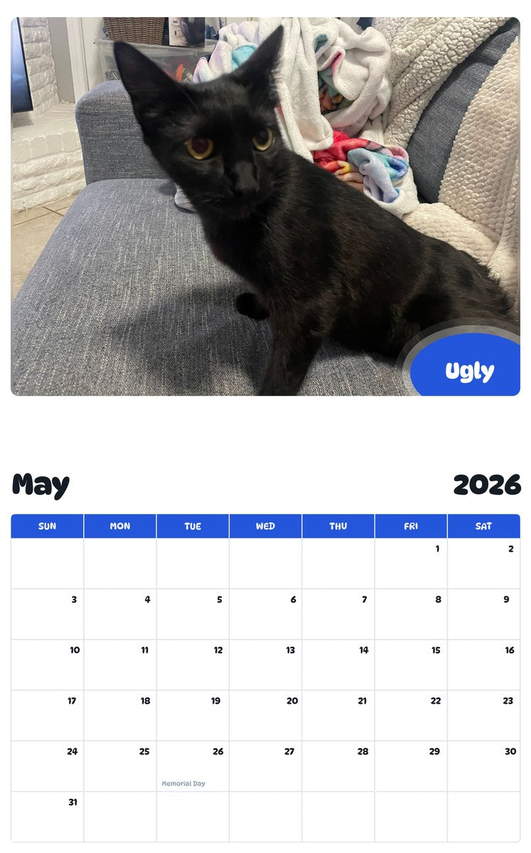 2026 - 2027 Ugly - Pawidols Pet Calendar