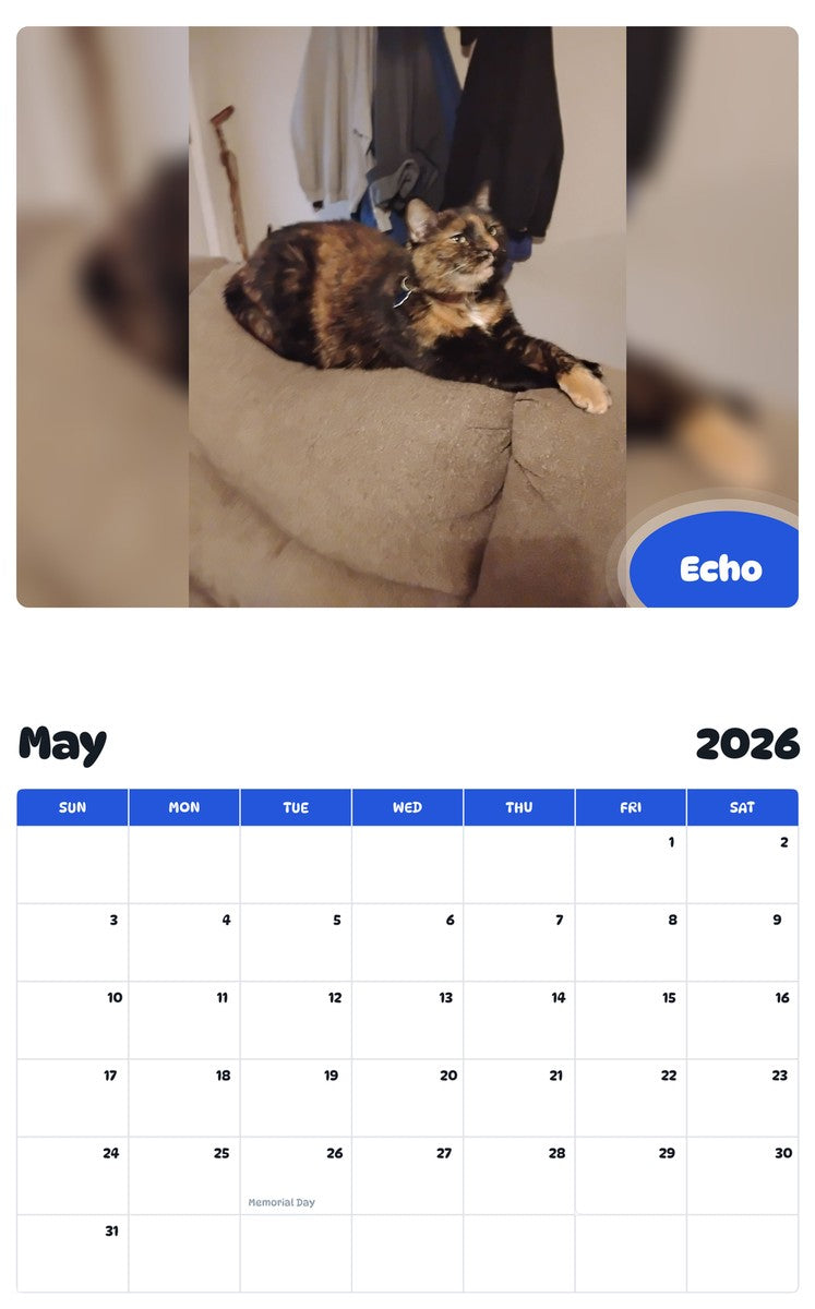 2026 - 2027 Echo - Pawidols Pet Calendar