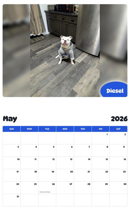 2026 - 2027 Diesel - Pawidols Pet Calendar