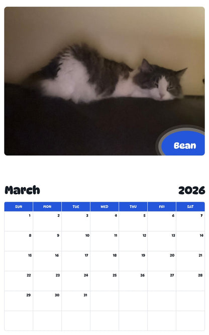 November 2025 - October 2026 Bean - Pawidols Pet Calendar