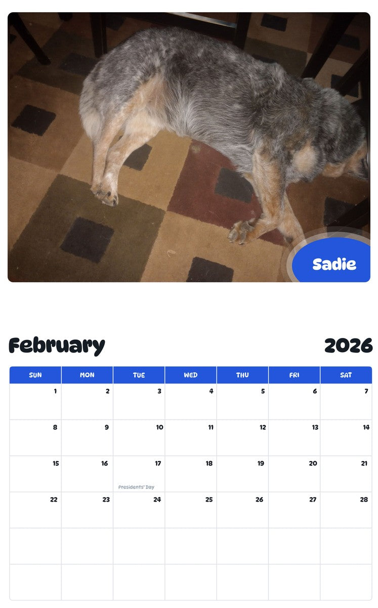 October 2025 - September 2026 Sadie - Pawidols Pet Calendar