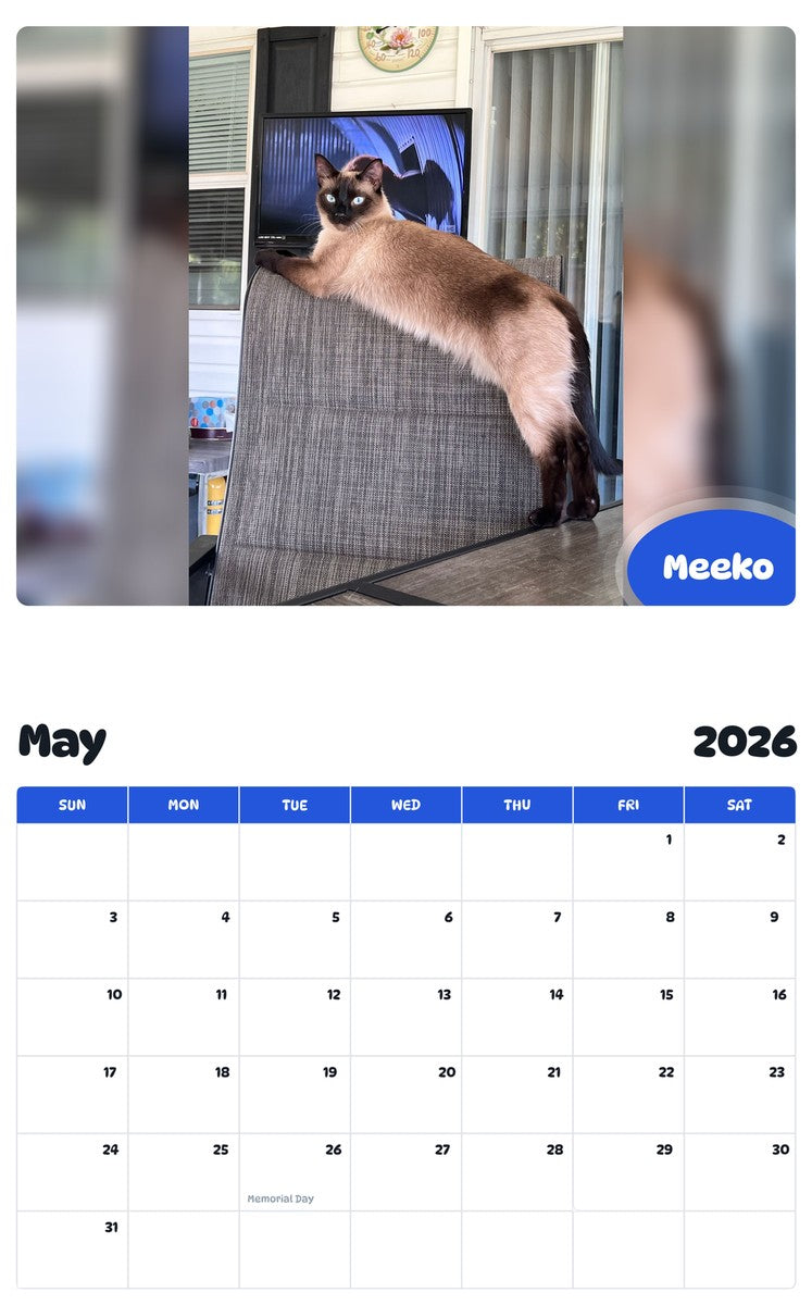 2026 - 2027 Meeko - Pawidols Pet Calendar