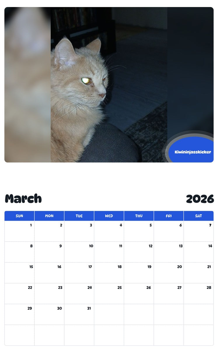 November 2025 - October 2026 Kiwininjasskicker - Pawidols Pet Calendar