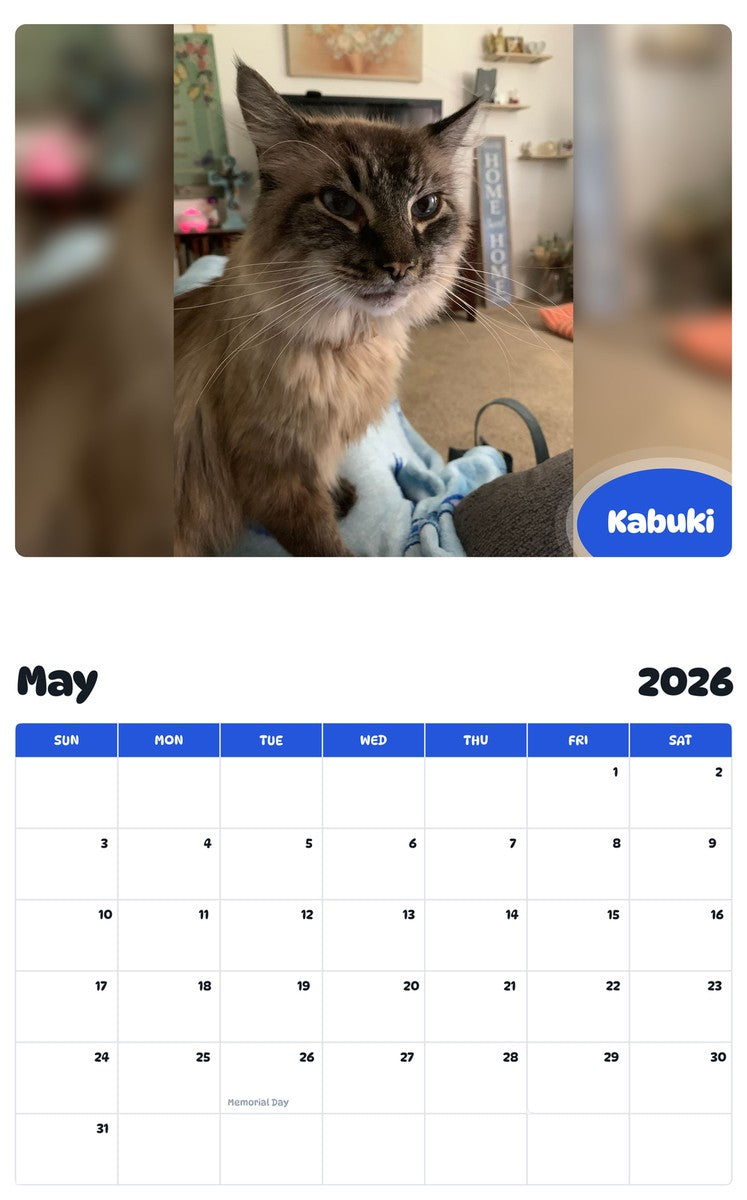 2026 - 2027 Kabuki - Pawidols Pet Calendar