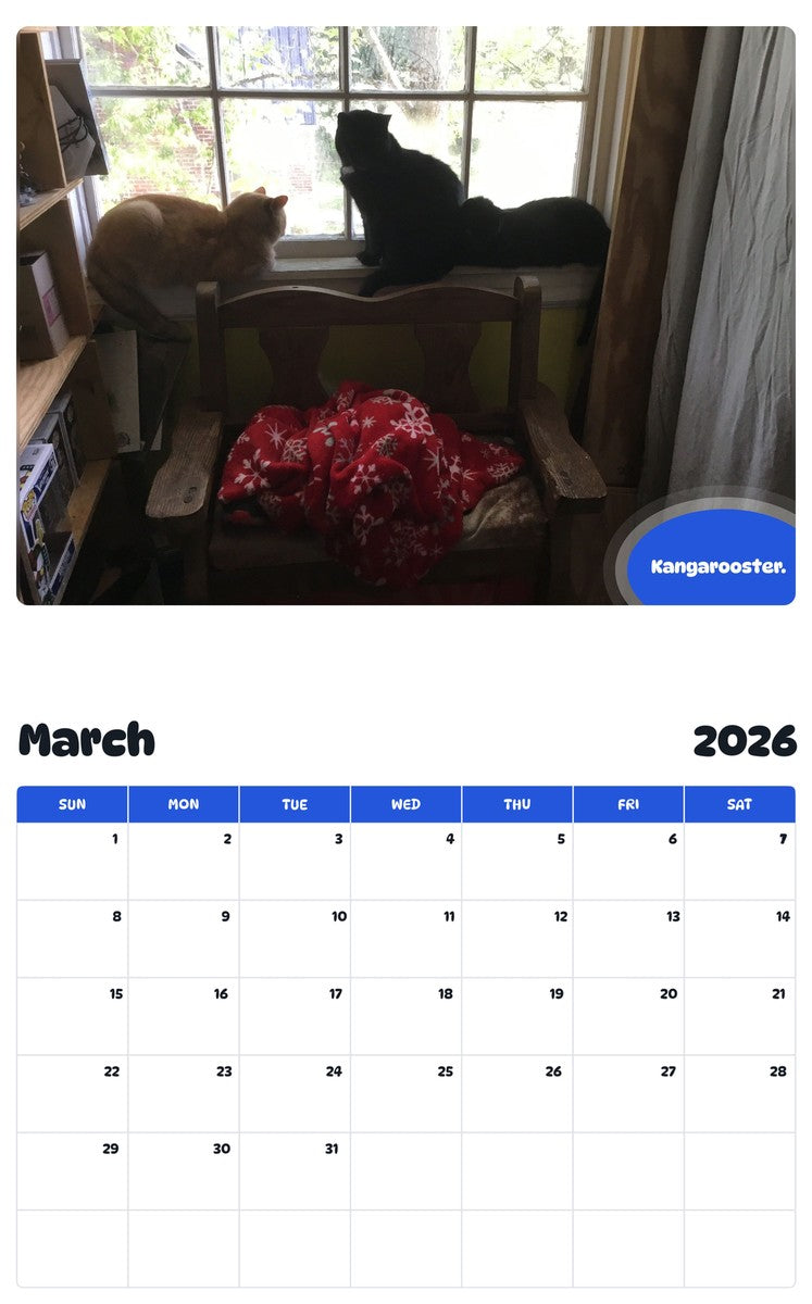 November 2025 - October 2026 Kangarooster. - Pawidols Pet Calendar
