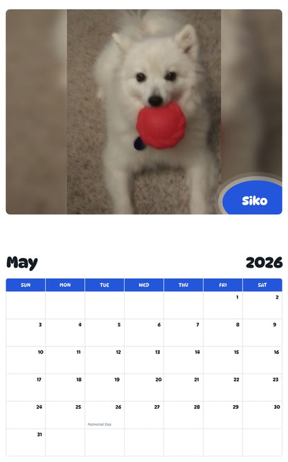 2026 - 2027 Siko - Pawidols Pet Calendar