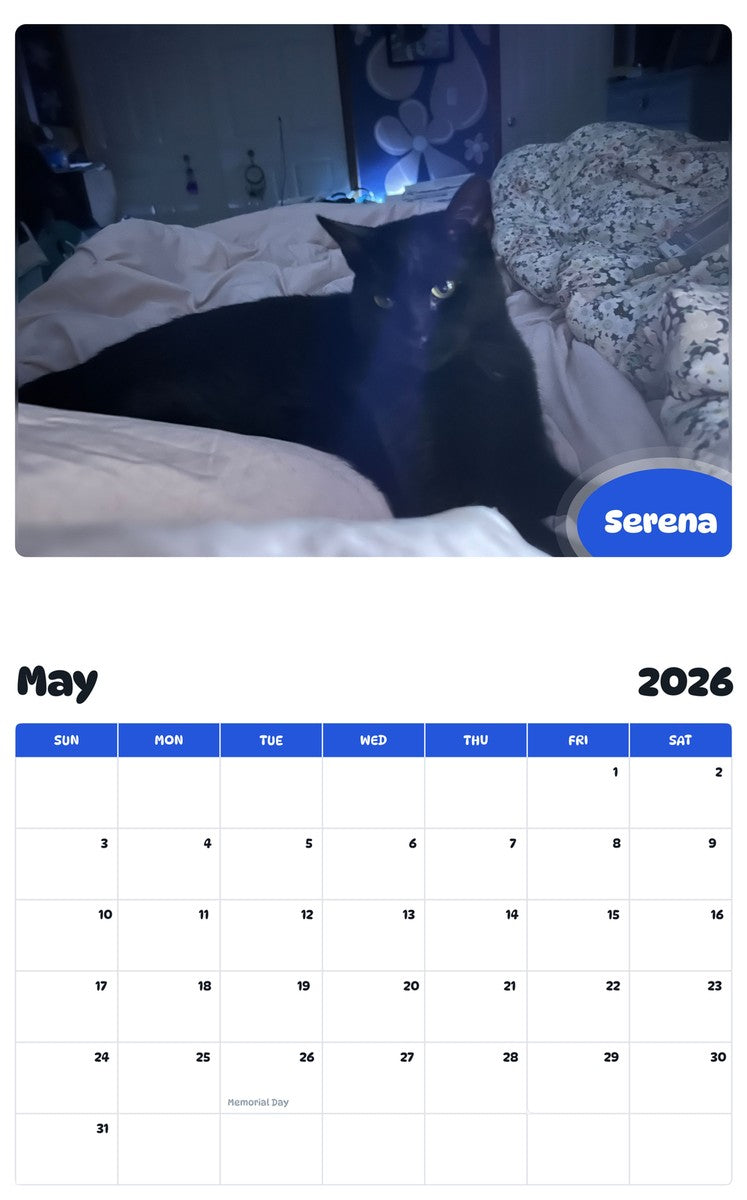 2026 - 2027 Serena - Pawidols Pet Calendar