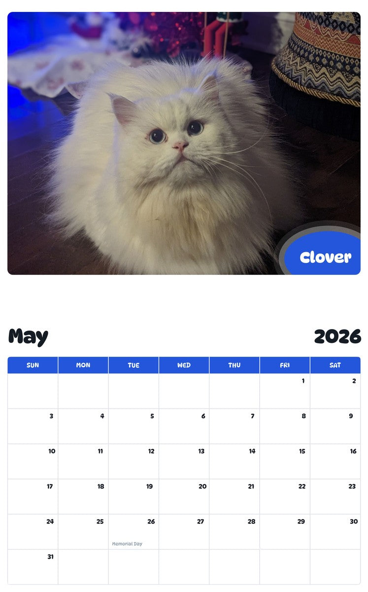 2026 - 2027 Clover - Pawidols Pet Calendar