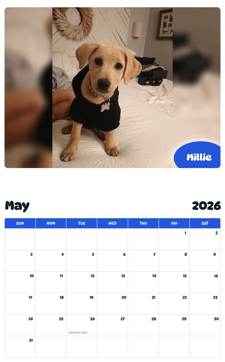 2026 - 2027 Millie - Pawidols Pet Calendar