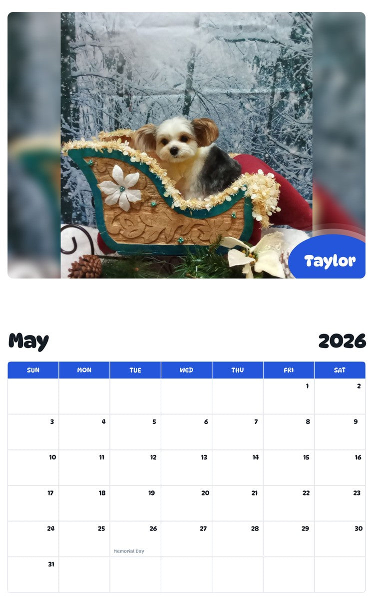 2026 - 2027 Taylor - Pawidols Pet Calendar