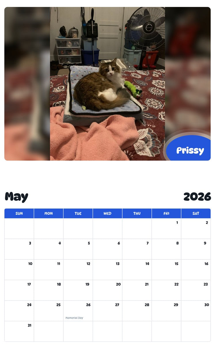 2026 - 2027 Prissy - Pawidols Pet Calendar
