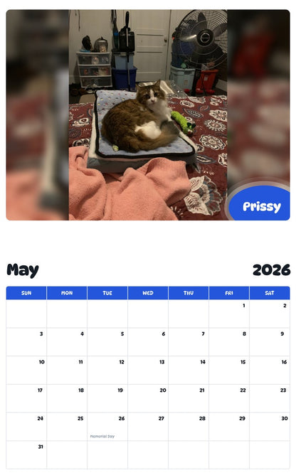 2026 - 2027 Prissy - Pawidols Pet Calendar