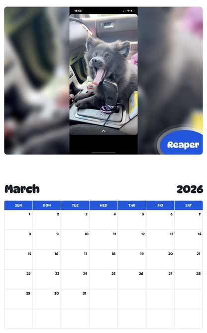 November 2025 - October 2026 Reaper - Pawidols Pet Calendar