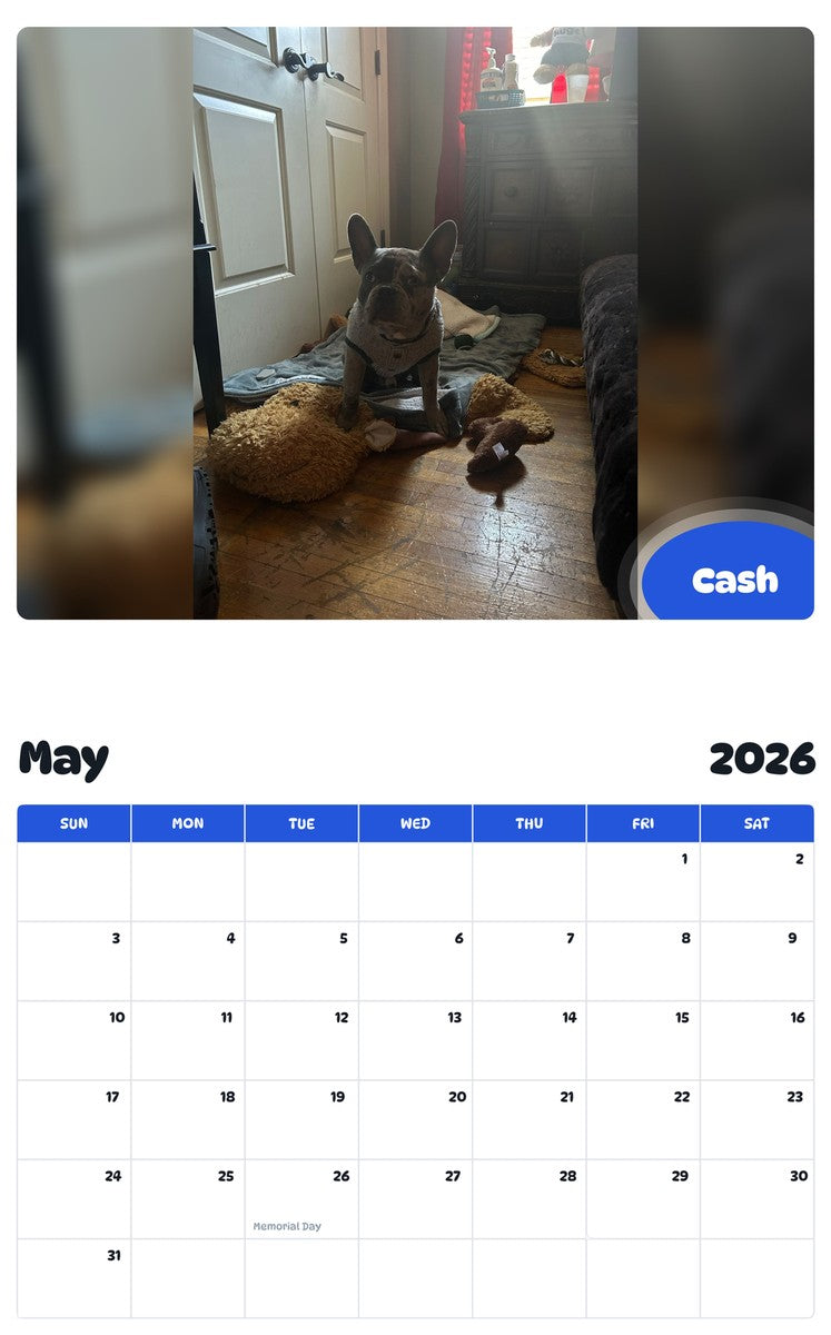 2026 - 2027 Cash - Pawidols Pet Calendar