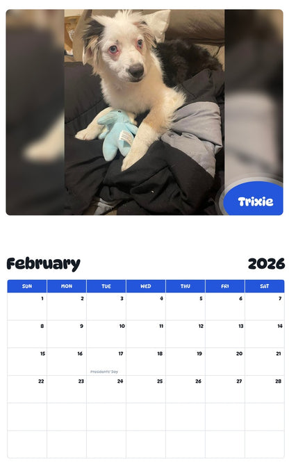 October 2025 - September 2026 Trixie - Pawidols Pet Calendar