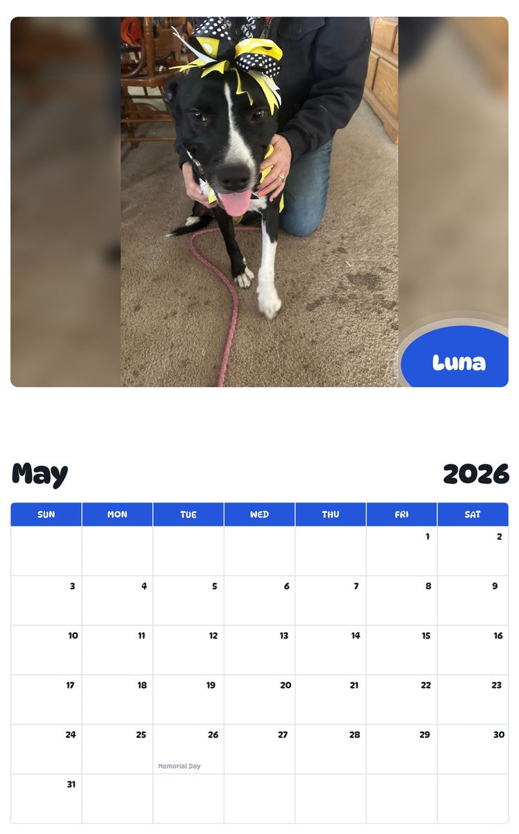 2026 - 2027 Luna - Pawidols Pet Calendar