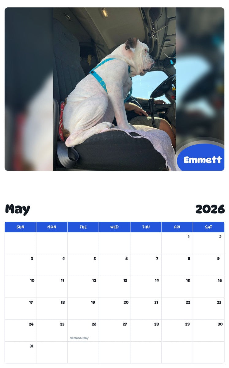 2026 - 2027 Emmett - Pawidols Pet Calendar