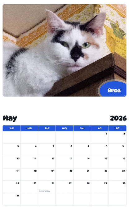 2026 - 2027 Bree - Pawidols Pet Calendar
