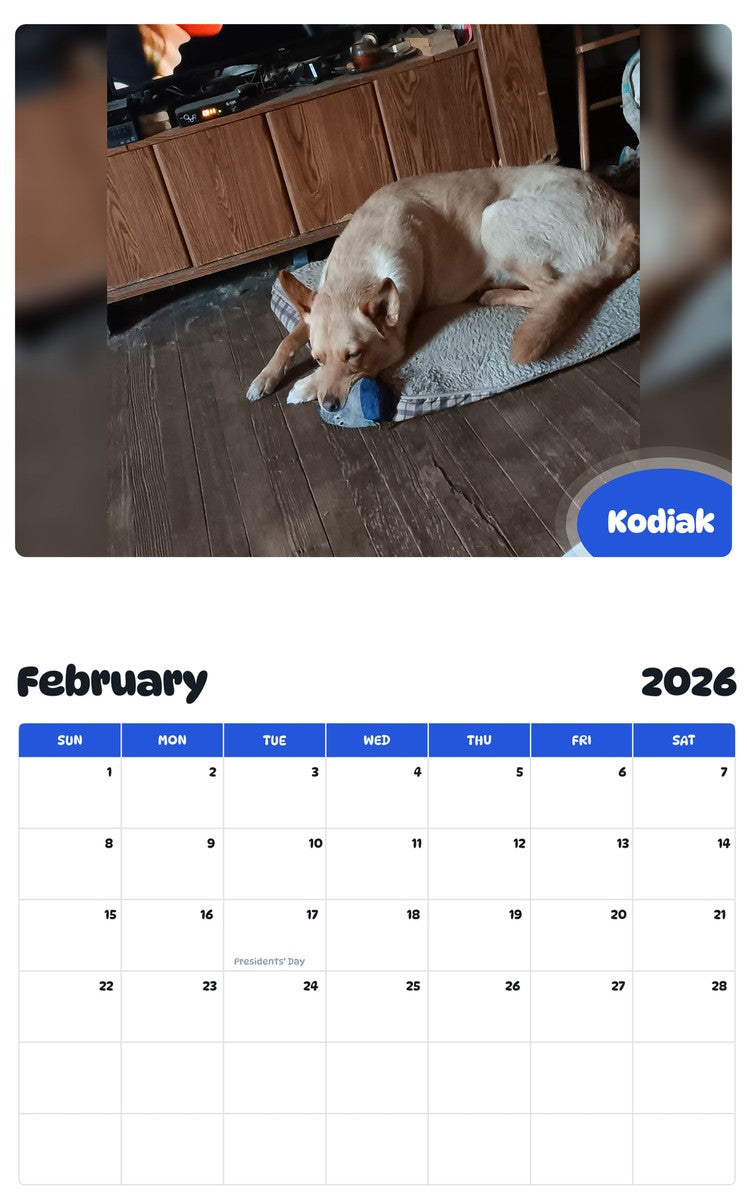 October 2025 - September 2026 Kodiak - Pawidols Pet Calendar