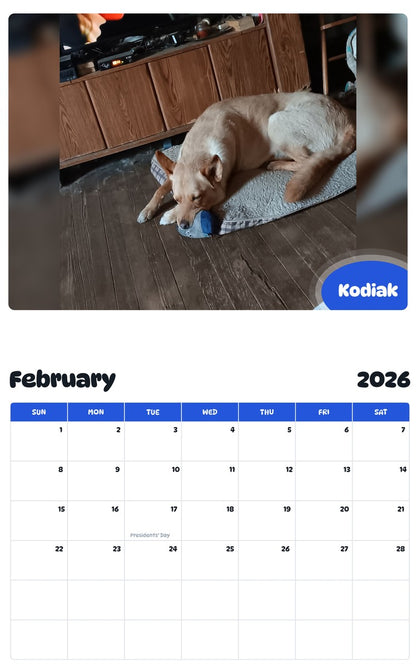 October 2025 - September 2026 Kodiak - Pawidols Pet Calendar