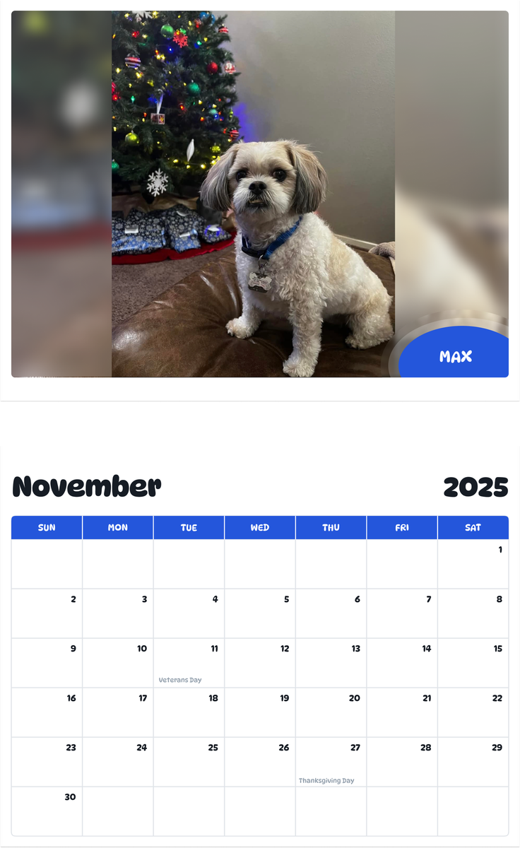 July 2025 - June 2026 Max - Pawidols Pet Calendar