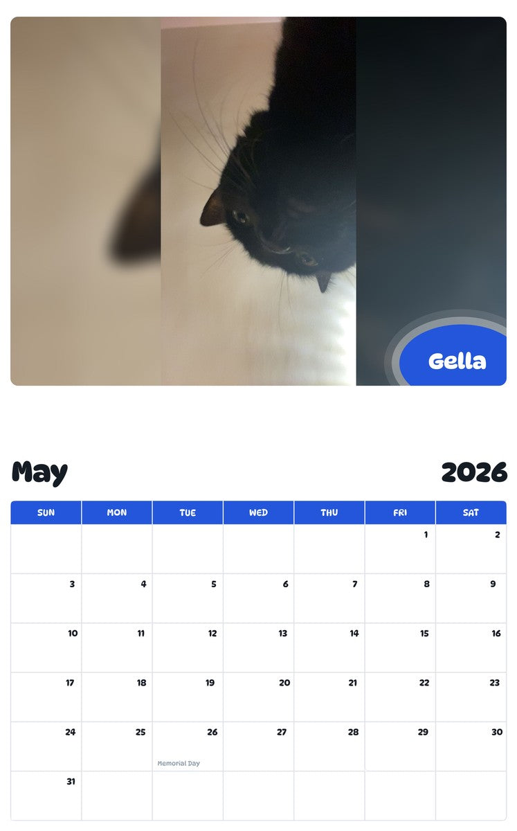 2026 - 2027 Gella - Pawidols Pet Calendar