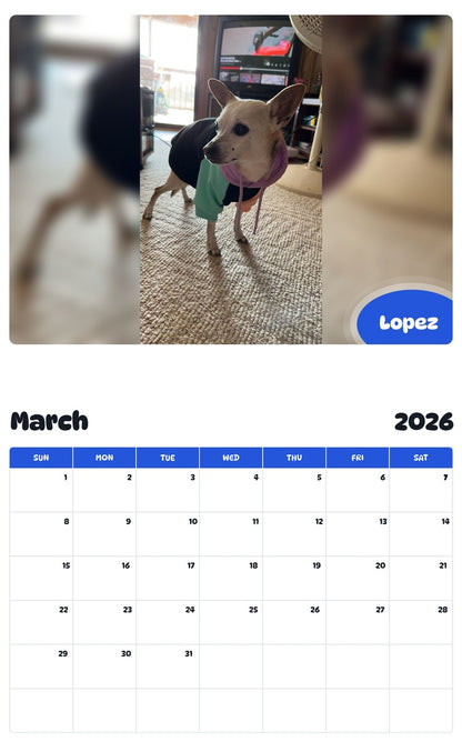 November 2025 - October 2026 Lopez - Pawidols Pet Calendar