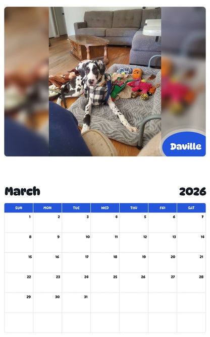 November 2025 - October 2026 Daville - Pawidols Pet Calendar