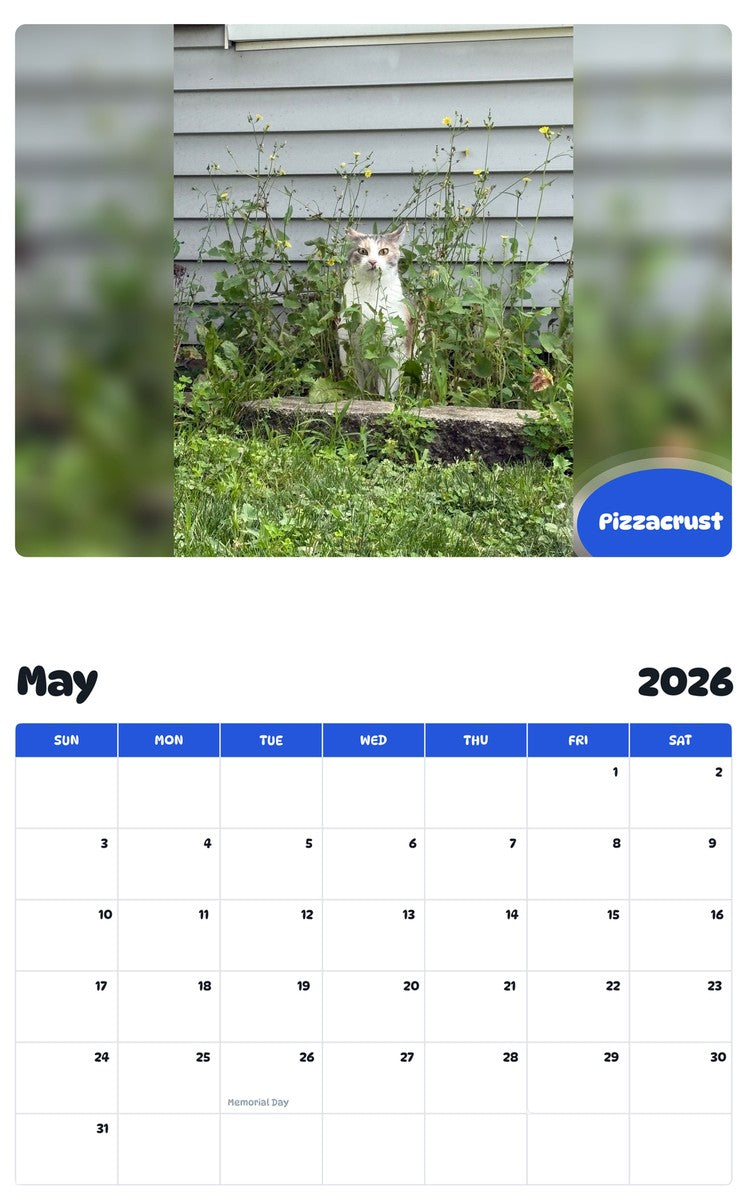2026 - 2027 Pizzacrust - Pawidols Pet Calendar
