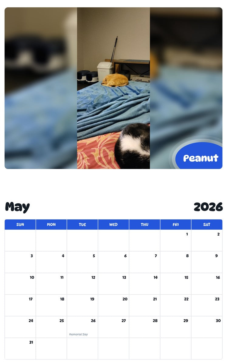 2026 - 2027 Peanut - Pawidols Pet Calendar