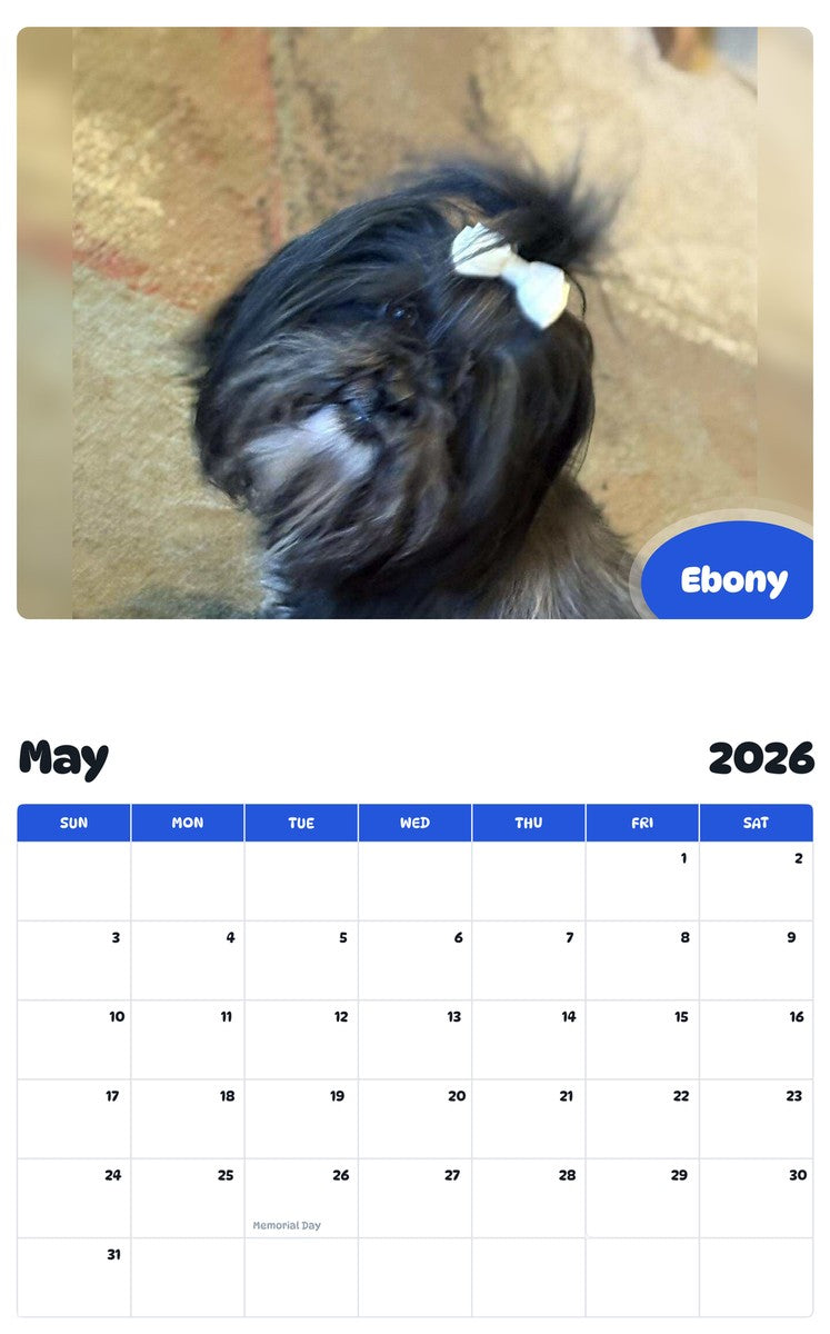 2026 - 2027 Ebony - Pawidols Pet Calendar