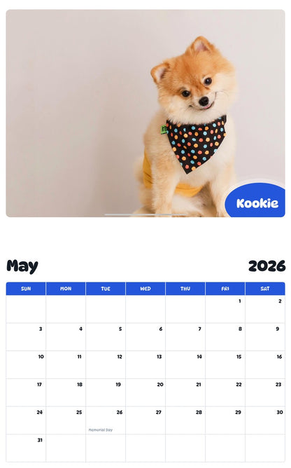 2026 - 2027 Kookie - Pawidols Pet Calendar