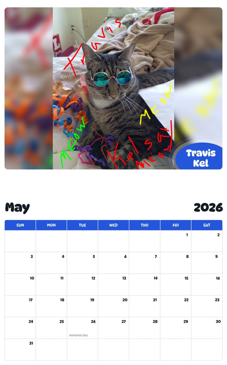 2026 - 2027 Travis Kel - Pawidols Pet Calendar