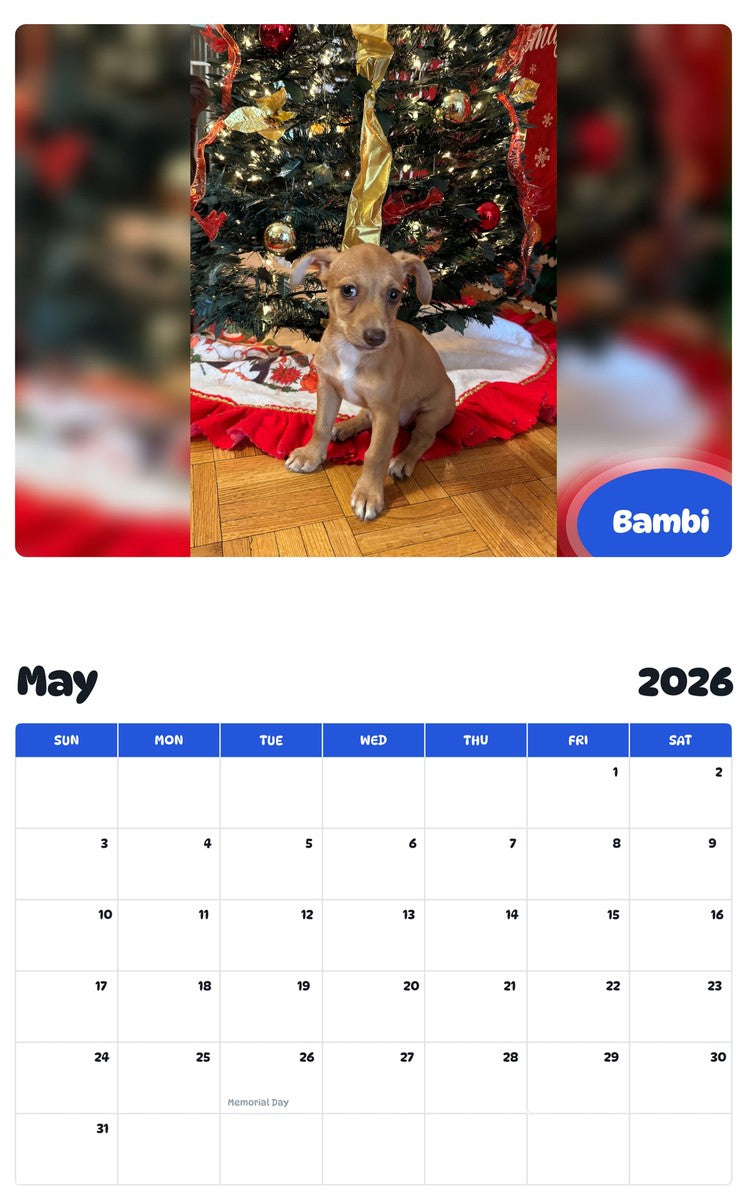 2026 - 2027 Bambi - Pawidols Pet Calendar