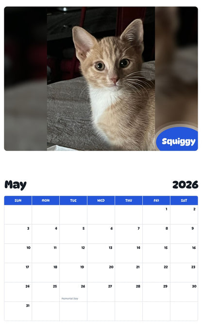 2026 - 2027 Squiggy - Pawidols Pet Calendar