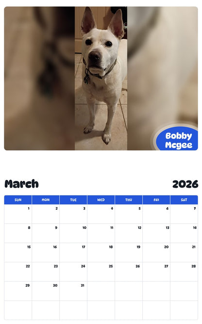 November 2025 - October 2026 Bobby Mcgee - Pawidols Pet Calendar