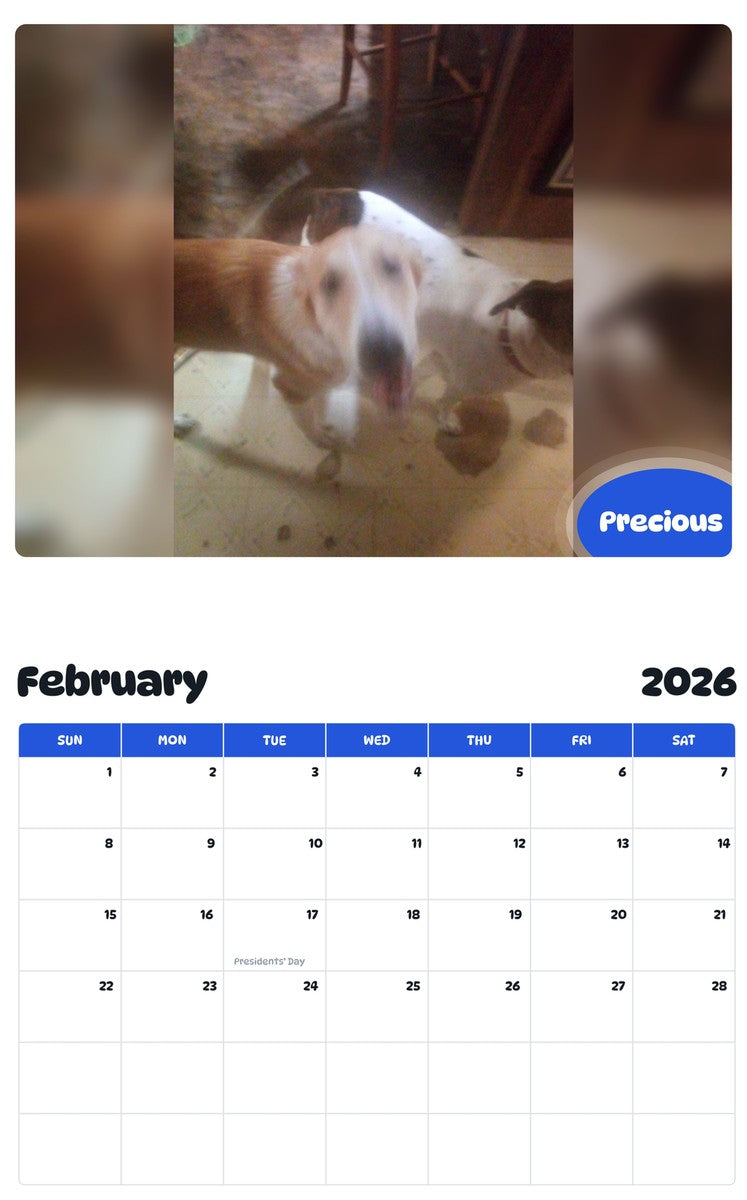 October 2025 - September 2026 Precious - Pawidols Pet Calendar
