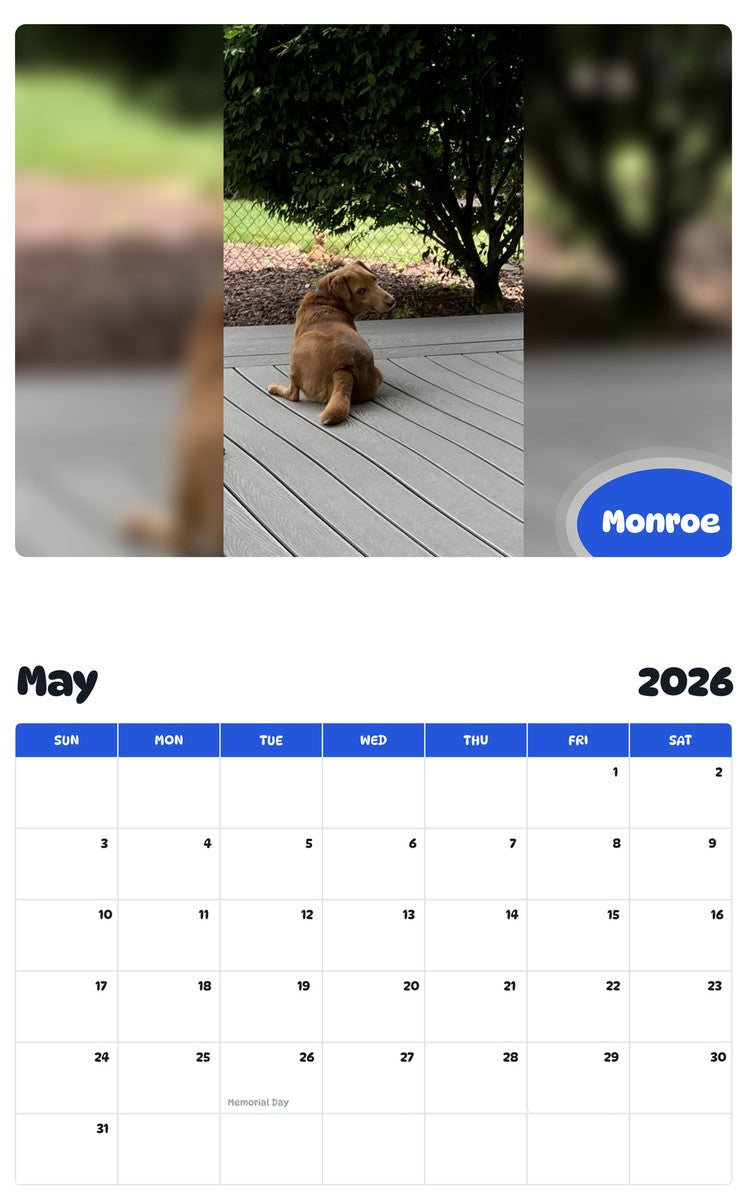 2026 - 2027 Monroe - Pawidols Pet Calendar