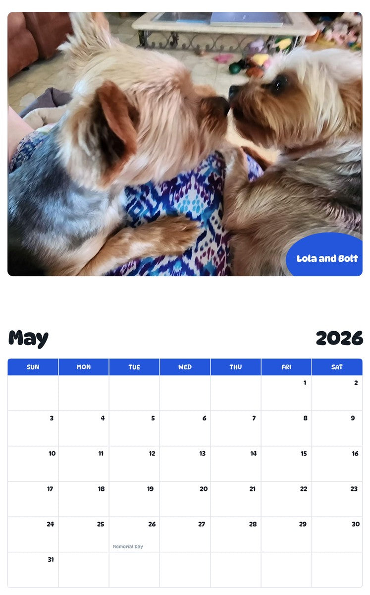 2026 - 2027 Lola and Bolt - Pawidols Pet Calendar
