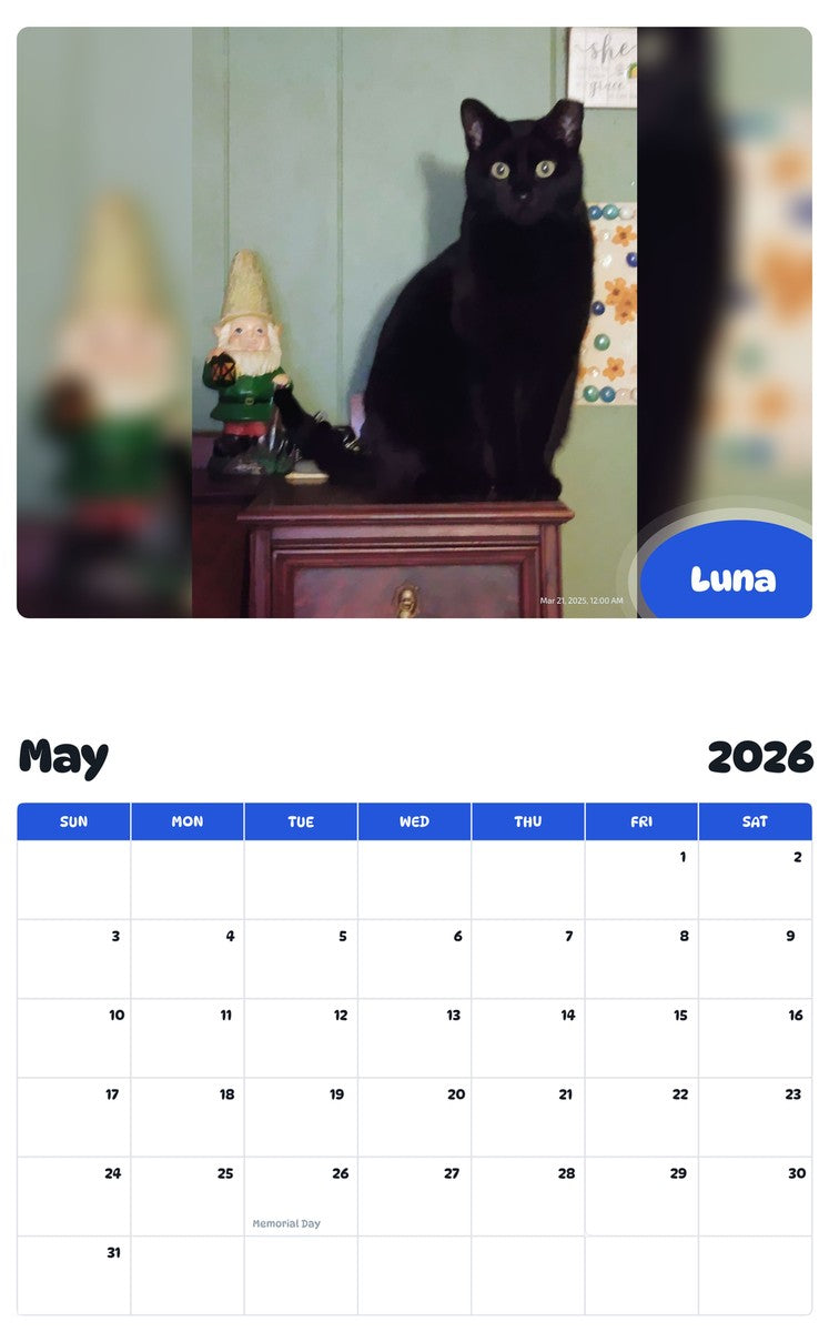 2026 - 2027 Luna - Pawidols Pet Calendar