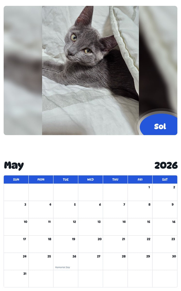 2026 - 2027 Sol - Pawidols Pet Calendar