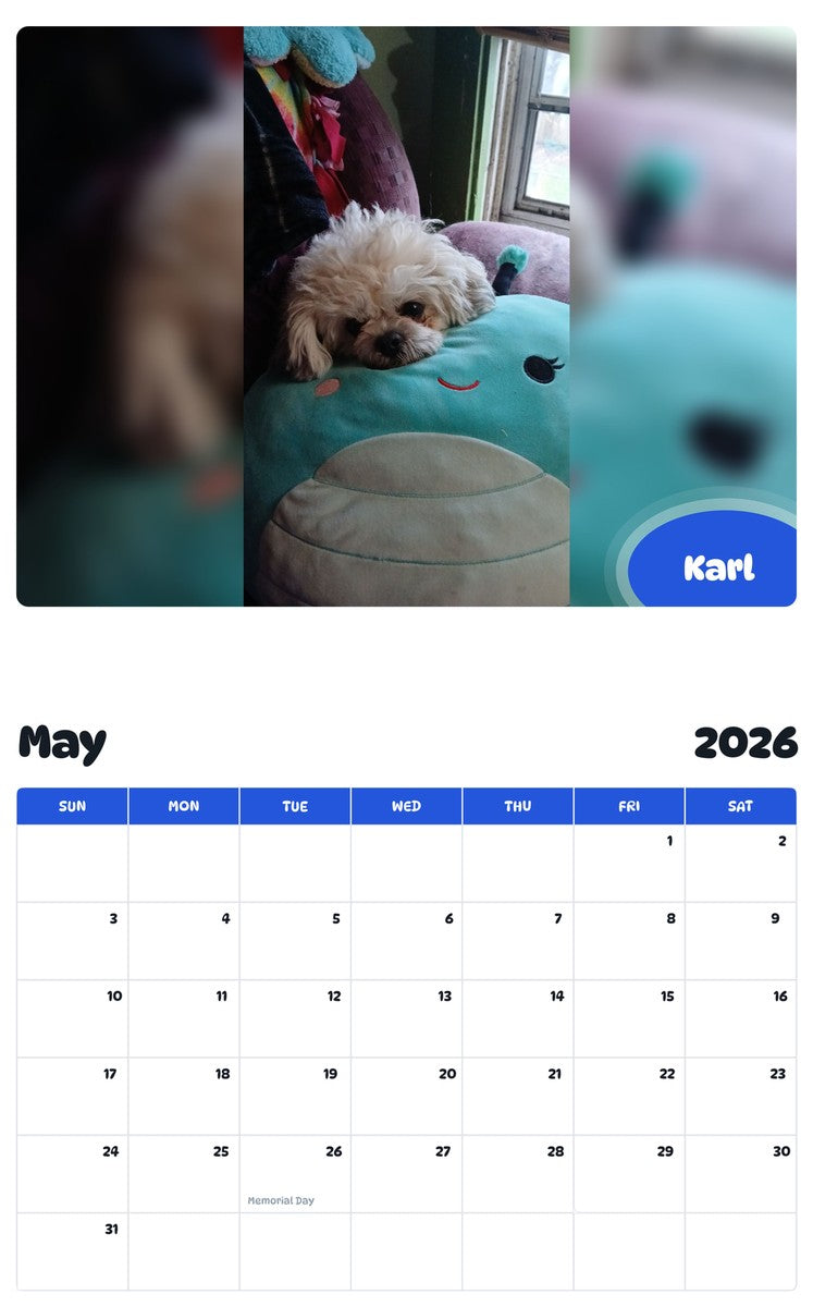 2026 - 2027 Karl - Pawidols Pet Calendar