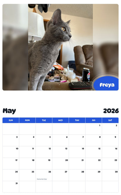 2026 - 2027 Freya - Pawidols Pet Calendar