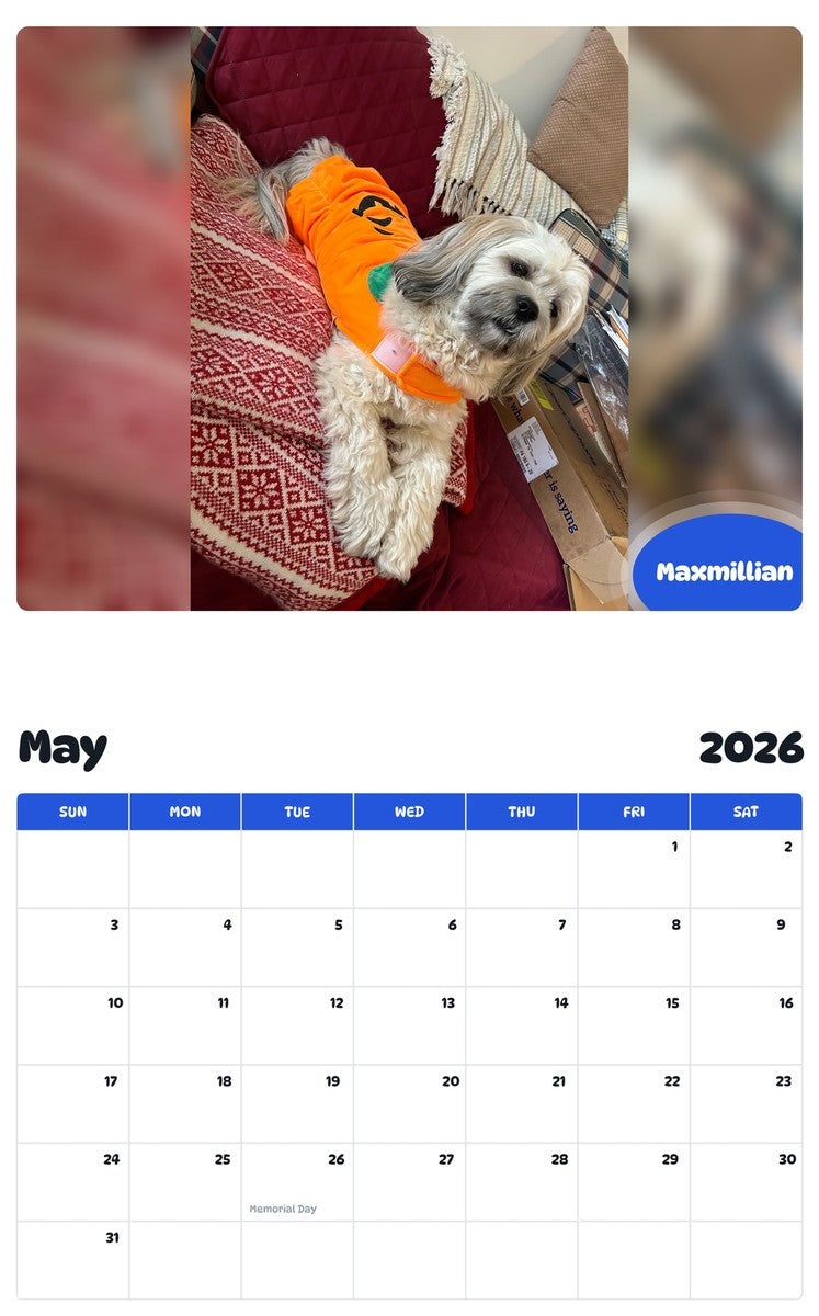 2026 - 2027 Maxmillian - Pawidols Pet Calendar