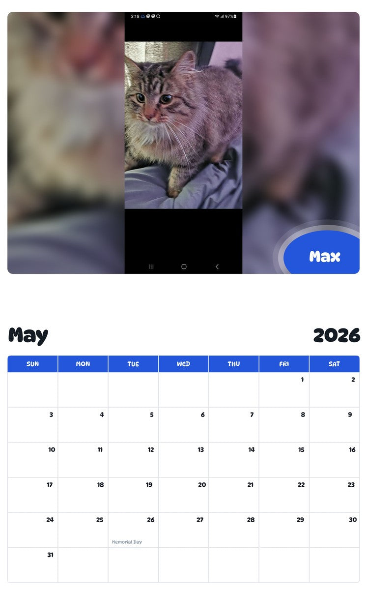 2026 - 2027 Max - Pawidols Pet Calendar