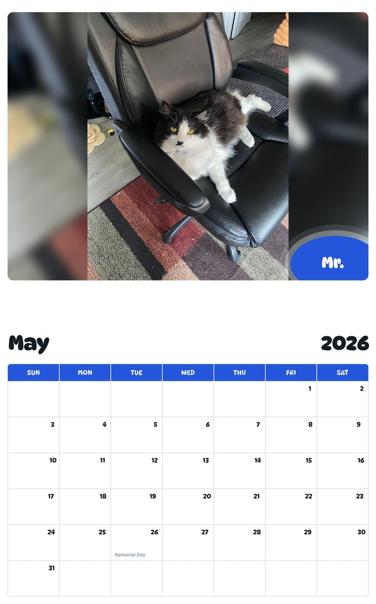 2026 - 2027 Mr. - Pawidols Pet Calendar