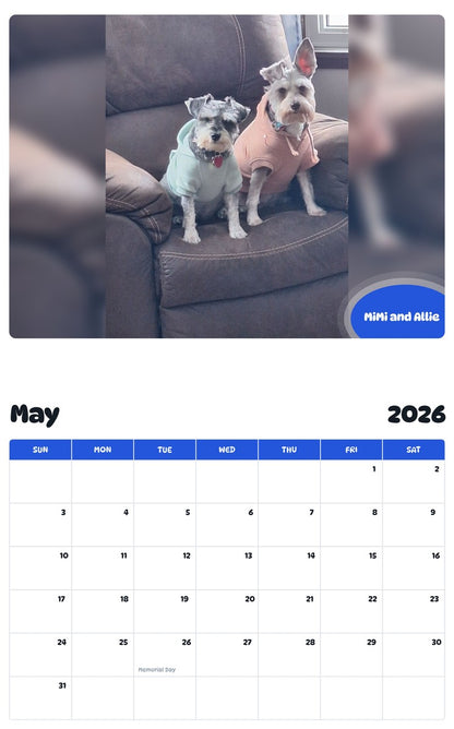 2026 - 2027 MiMi and Allie - Pawidols Pet Calendar