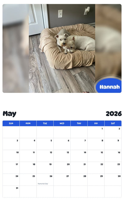 2026 - 2027 Hannah - Pawidols Pet Calendar