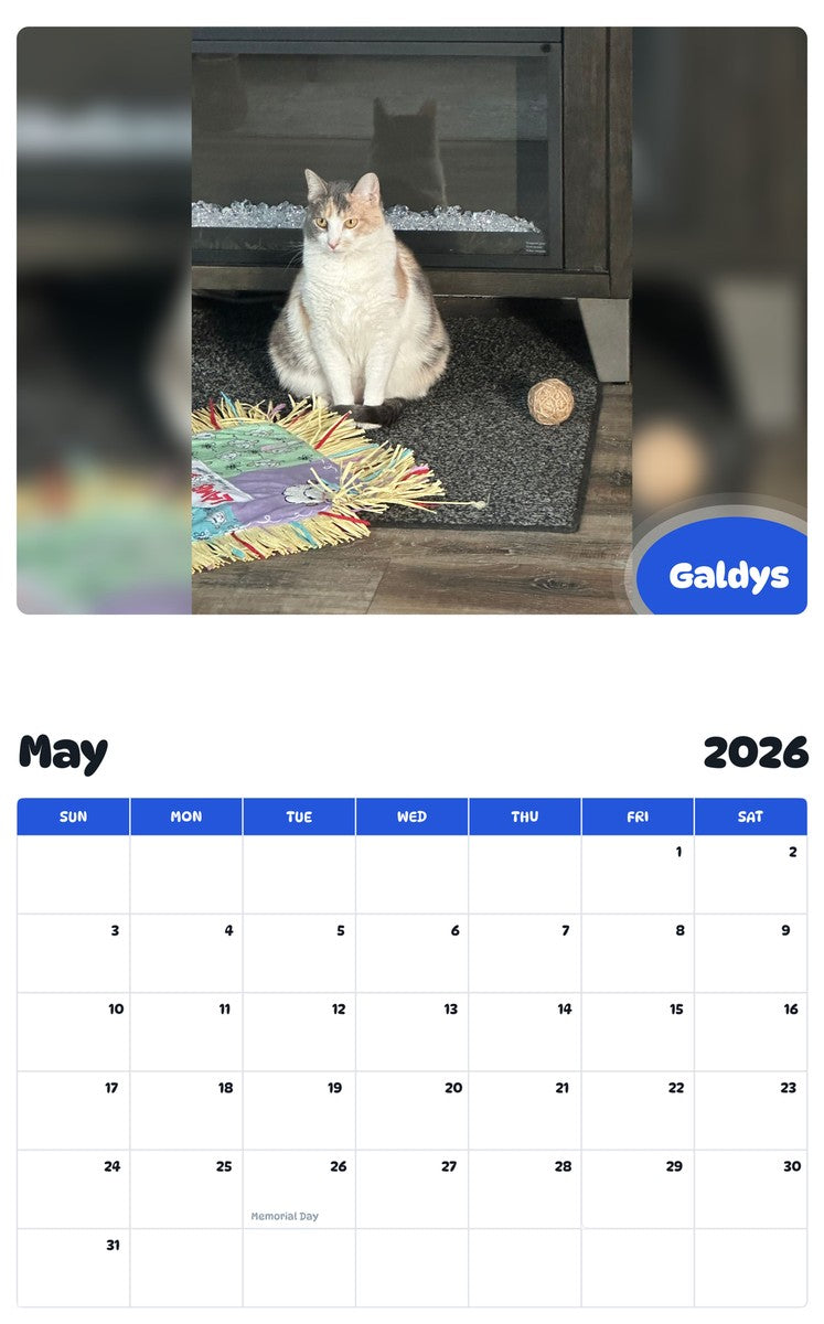 2026 - 2027 Galdys - Pawidols Pet Calendar