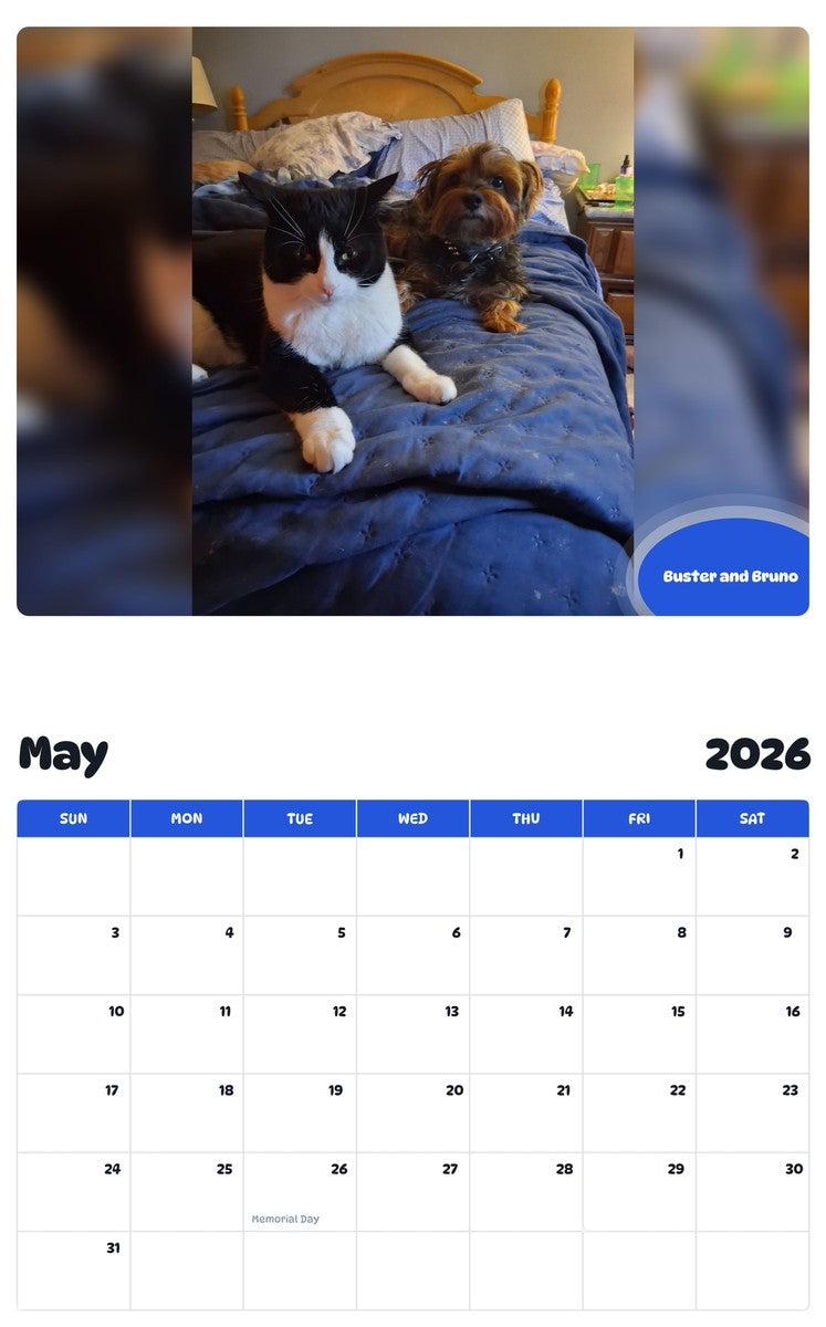 2026 - 2027 Buster and Bruno - Pawidols Pet Calendar